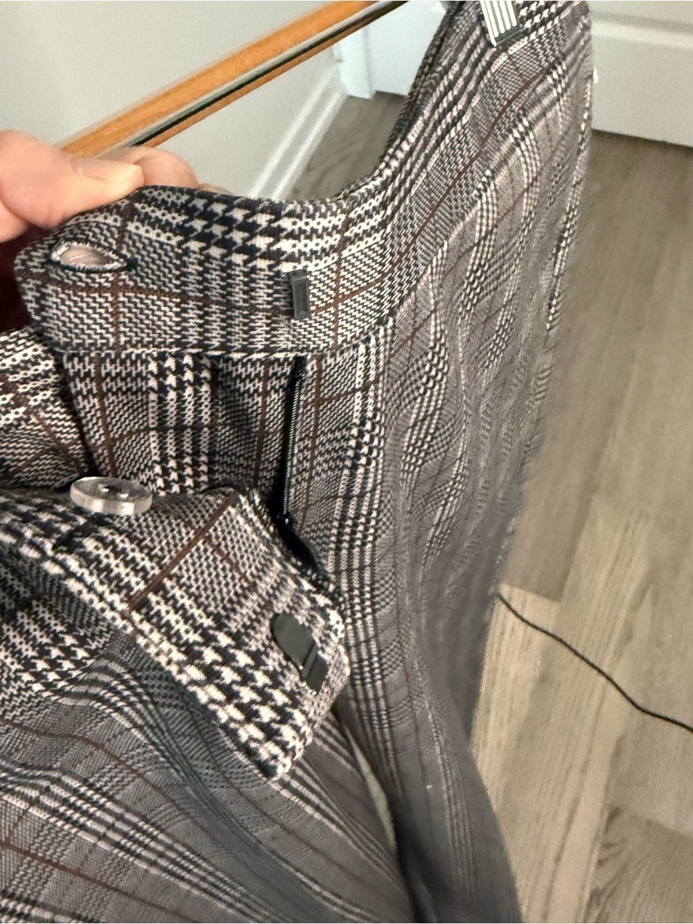 Amanda + Chelsea Plaid Ankle Dress Pants Size 8 Brown Black Stretch - Picture 5 of 10